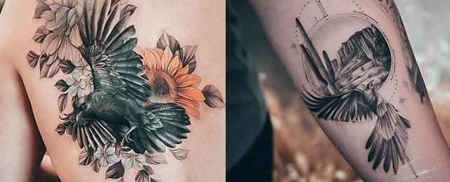 Top 100 Best Crow Tattoos For Women – Corvus Bird Design Ideas