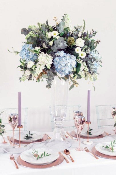 Crystal Vase With Hydrangea Wedding Flowers