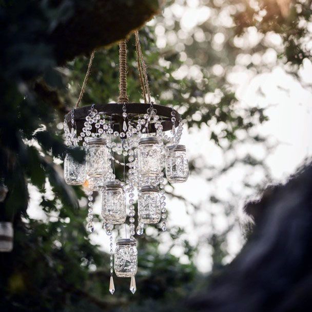 Crystalline Mason Jar Hanging Wedding Decorations