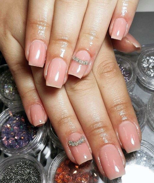 Crystallized Pink Shellac Nails For Women