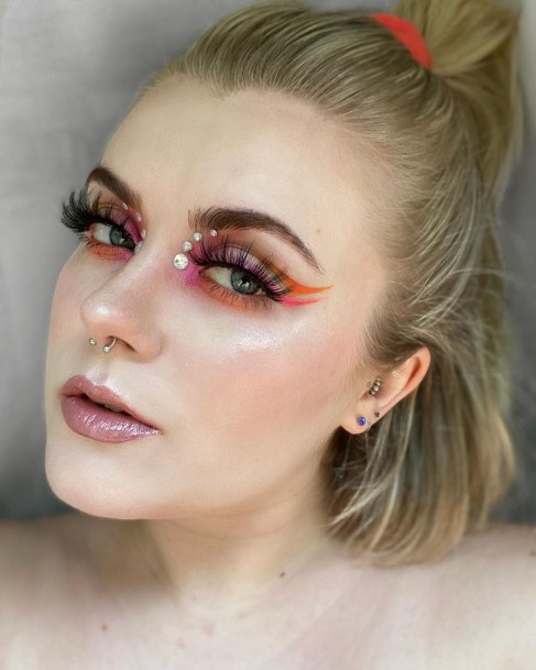 Crystals And Neon Eye Makeup Looks For Women