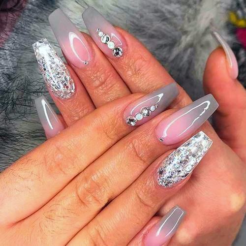 Top 50 Best Grey Ombre Nails For Women - Stormy Cloud Designs