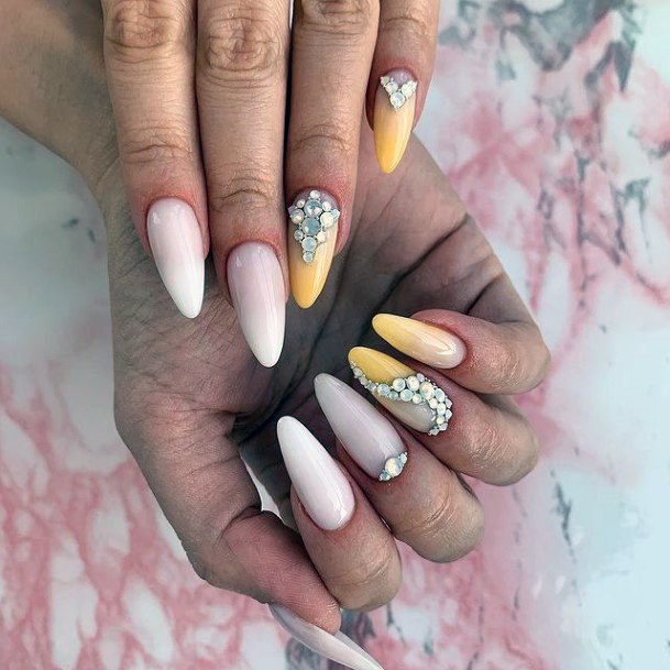 Crystals Nails Feminine Ideas