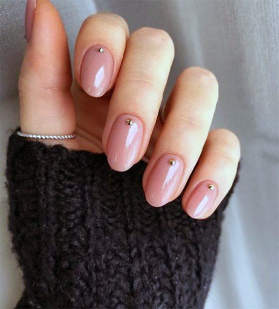 Crystals On Blush Pink Nails For Women