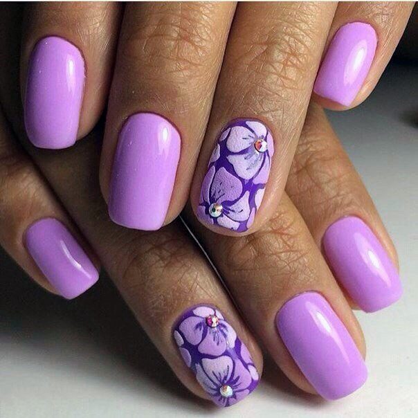 Crystals On Purple Orchid Nails