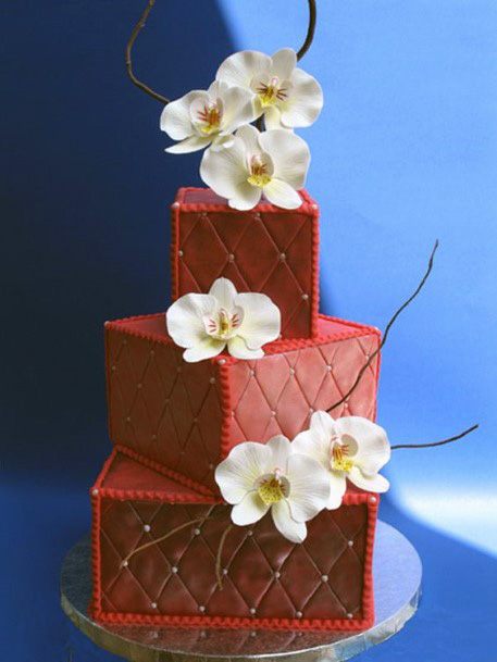 Cube Shaped Red Velvet Wedding Cake