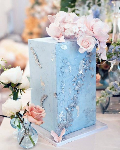 Cubical Blue Wedding Cake