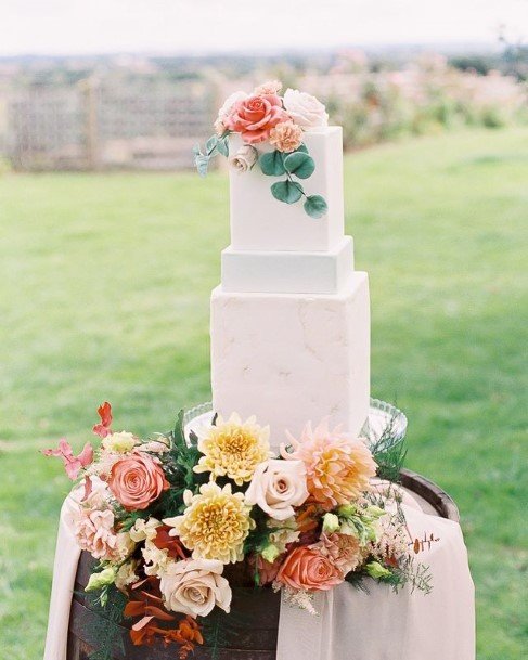 Cubical Marble White Wedding Cake Beautiful