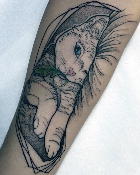 Cuddly Cat Tattoo For Women