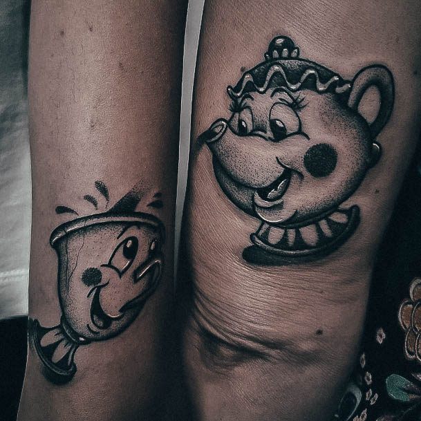 Cup And Teapot Mother Daughter Wondrous Beauty And The Beast Tattoo For Woman