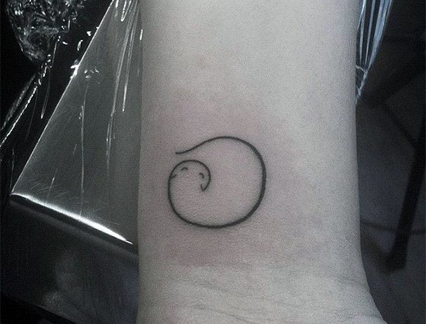 Curled Up Ball Cat Tattoo For Women