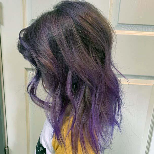 Curly Brown With Dyed Purple Hair For Women In Spring