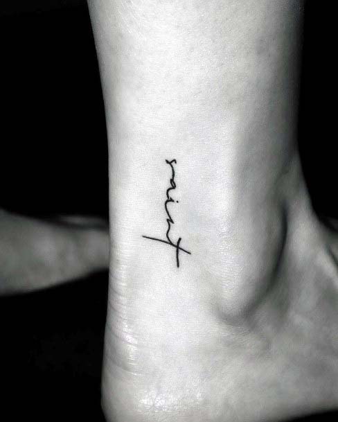 Cursive Ankle Tattoo Womens Art