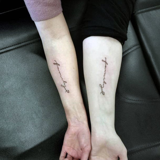 Cursive Sister Tattoo Womens Wrist