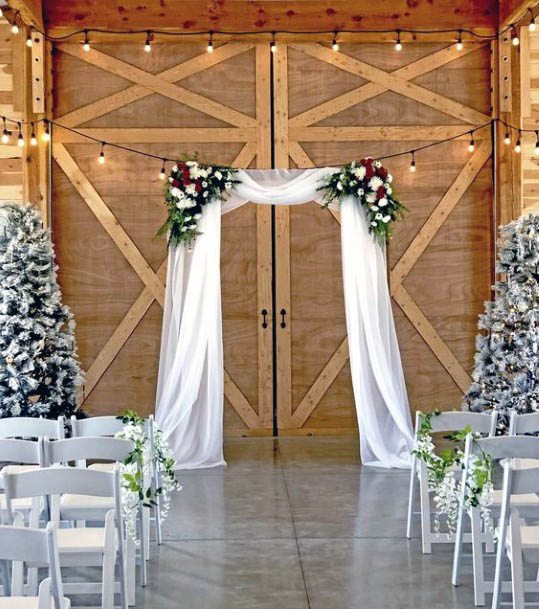 Curtained Winter Wedding Flowers