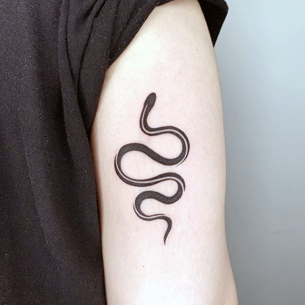 Curved Snake Tattoo Womens Upper Arm