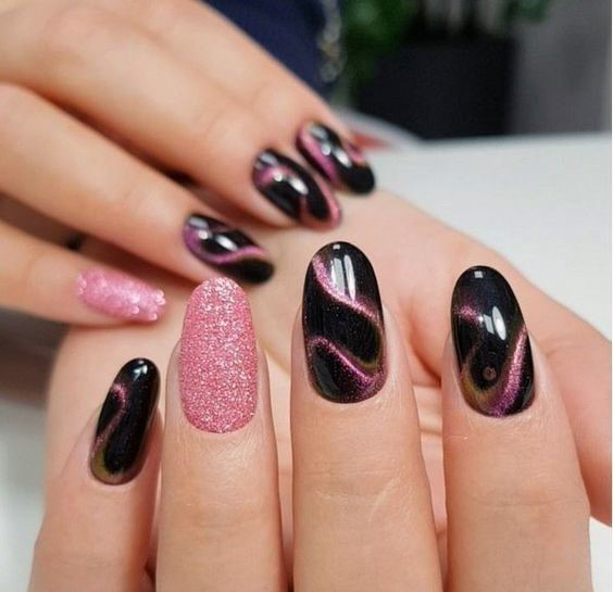 Top 50 Best Cat Eye Nails for Women Sparkly Sexy Design Ideas