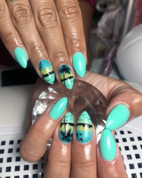 Top 60 Best Palm Tree Nail Ideas For Women - Breezy Beach Designs