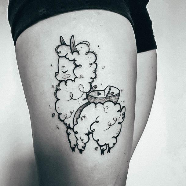 Cute Alpaca Tattoo Designs For Women