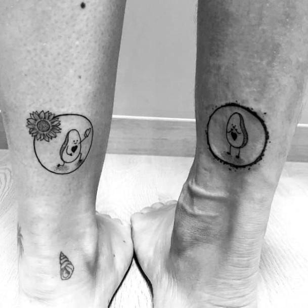 Cute And Loving Avocado Couple Tattoo Ankles