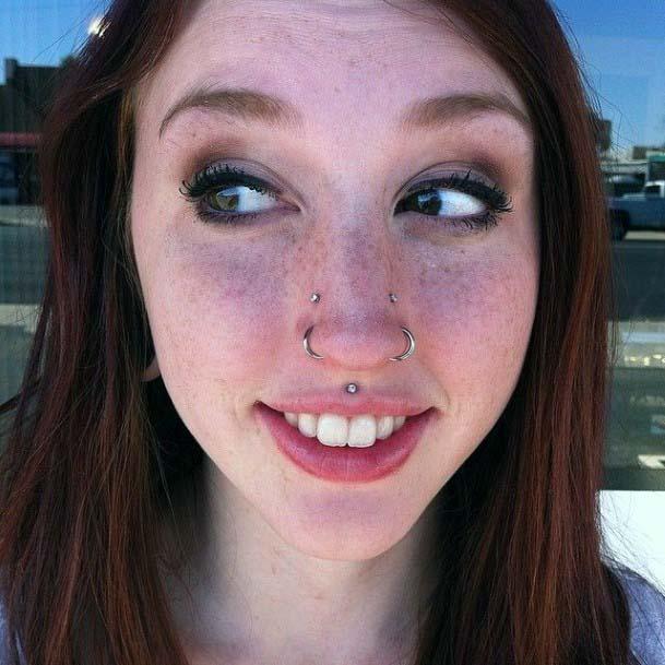 Cute And Sweet Double Nostril Nasallang And Medusa Piercing Ideas For Girls