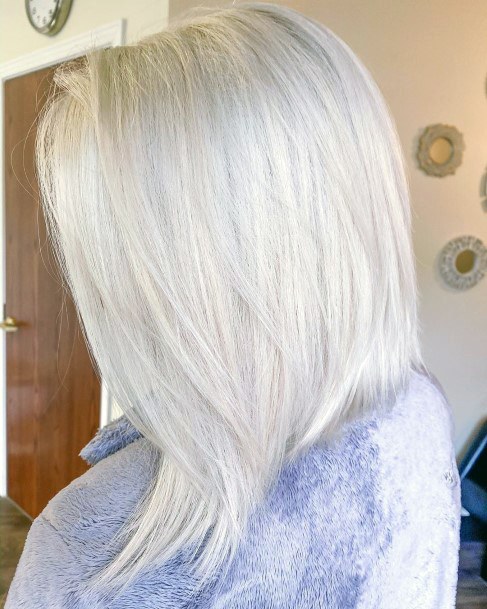 Cute Angled Platinum Blonde Blunt Bob Womens Hairstyle Idea