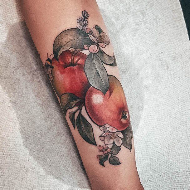 Cute Apple Tattoo Designs For Women