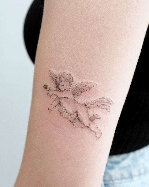 Cute Baby Angel Tattoo Designs For Women