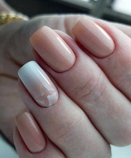 Cute Baby Butterfly On Nude Nails For Women