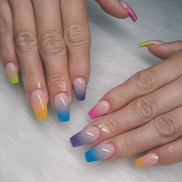 Cute Ballerina Colorful Ombre Design For Womens Nails Ideas