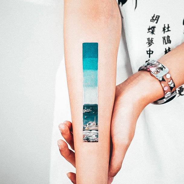 Cute Beach Tattoo Designs For Women