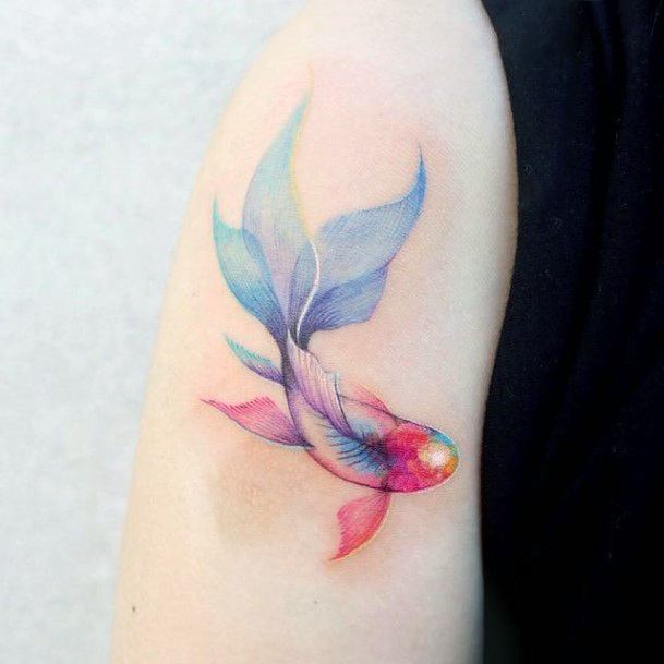 Cute Betta Fish Tattoo Designs For Women