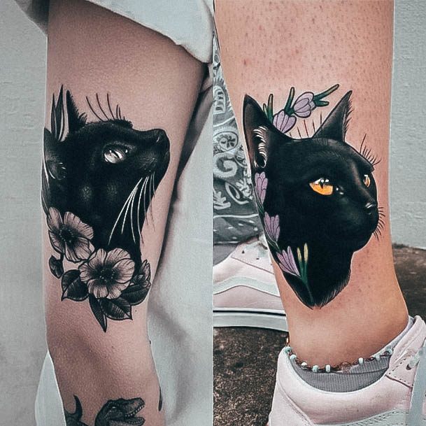 Cute Black Cat Tattoo Designs For Women