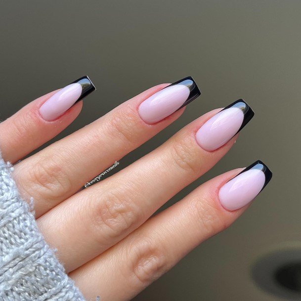 Cute Black French Tip Nail Designs For Women