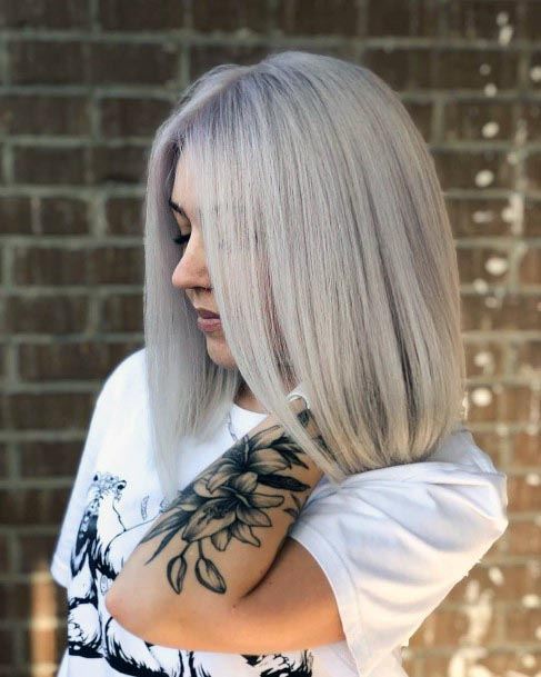 Cute Blonde Lob With Dark Roots Light Blonde White Blonde For Girls