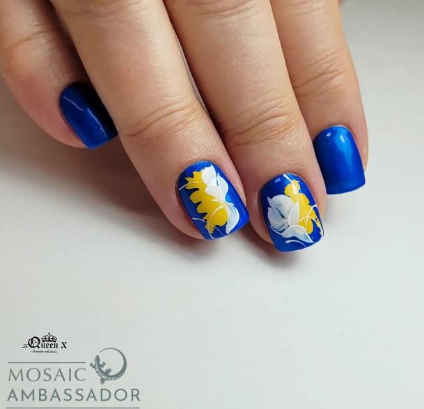 Cute Blue And Yellow Nail Designs For Women