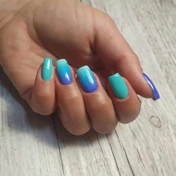 Cute Blue Ombre Nail Designs For Women