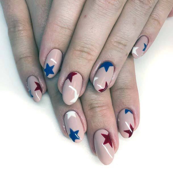 Cute Blue Red Starts 4th Of July Nails