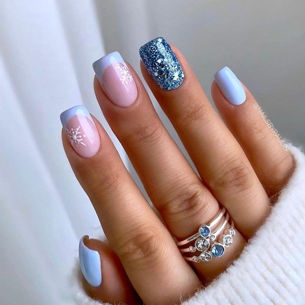 Cute Blue Winter Nail Designs For Women