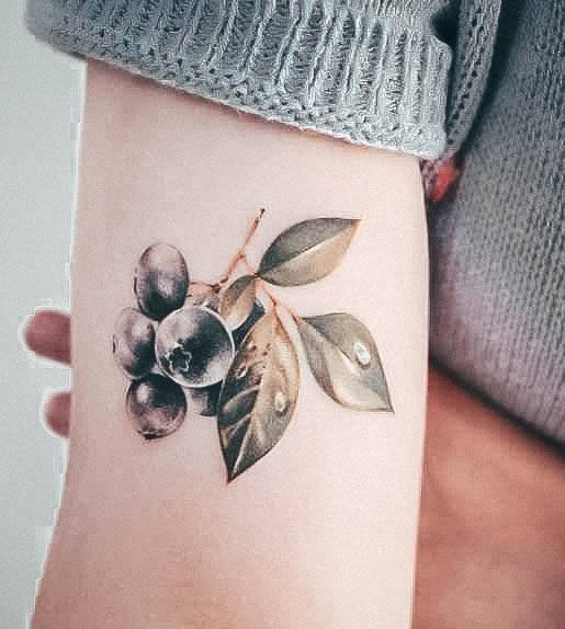 Cute Blueberry Tattoo Designs For Women