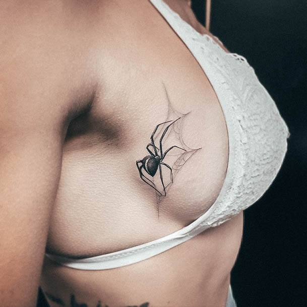 Cute Boob Tattoo Designs For Women Spoider