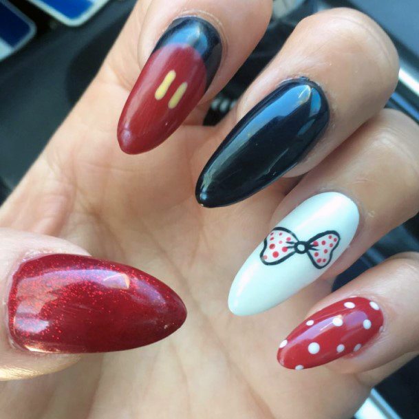 Cute Bow And Dot Design Red Nail Idea Women