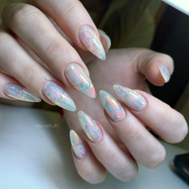 Cute Broken Shattered Glass Nail Designs For Women