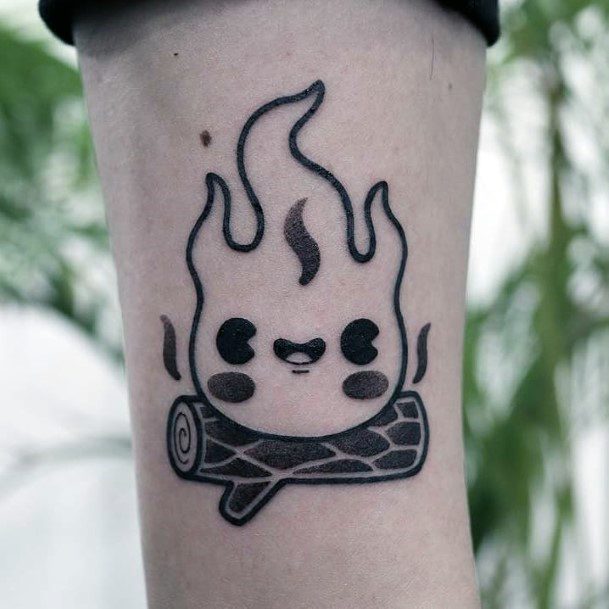 Cute Burning Fire Tattoo Women