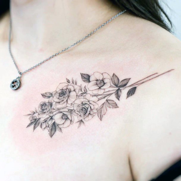 Cute Camellia Tattoo Designs For Women