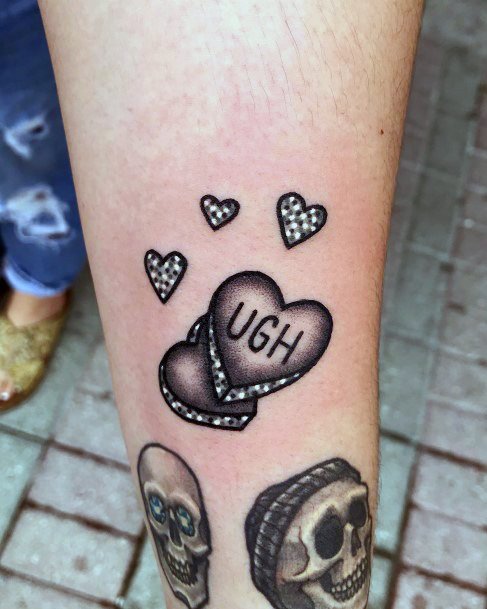 Cute Candy Heart Tattoo Designs For Women