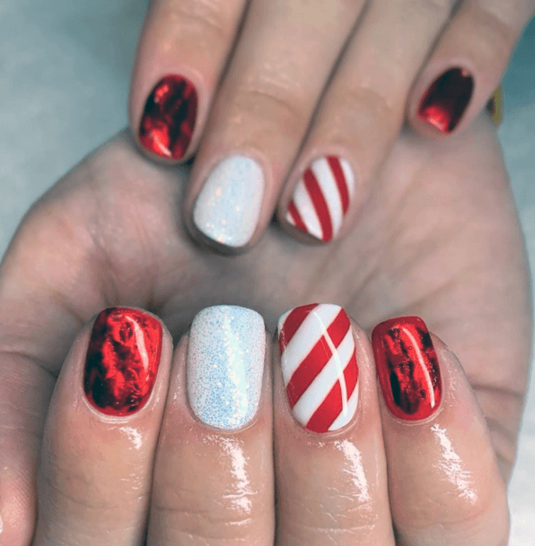 Cute Candy Strips On Nails