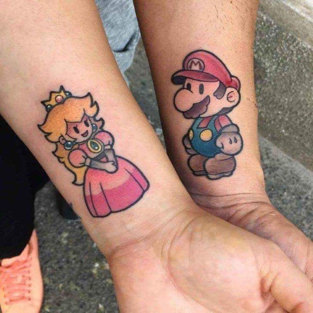 Cute Cartoon Figurines Couple Tattoo Wrists