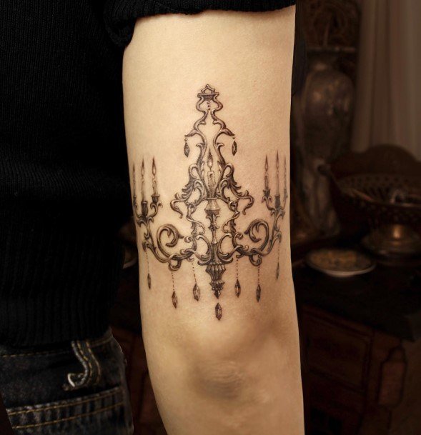 Cute Chandelier Tattoo Designs For Women