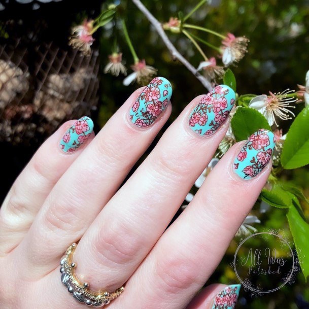 Cute Cherry Blossom Sakura Nail Designs For Women